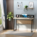 Scrivania con Foro Passacavi 110x48x90 cm in Legno e Metallo Nero