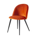 Set 4 Sedie Imbottite 49x52x79 cm in Velluto Arancio e Nero