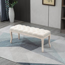 Panca Fondoletto Vintage Trapuntata a Bottoni 110x40x48 cm Tessuto Effetto Lino Beige 