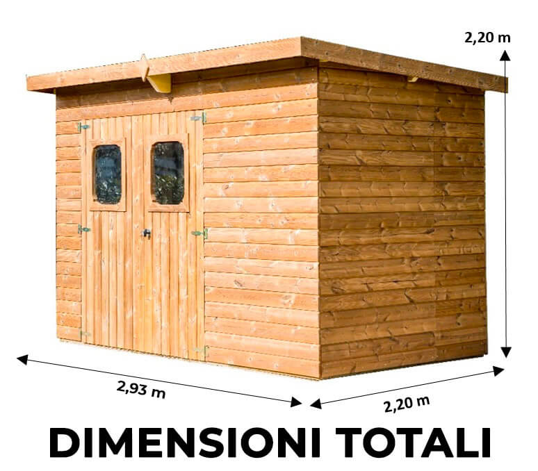 Casetta Box da Giardino 2,76x1,8 m Senza Pavimento in Legno Picea Massello 19mm Tetto a Lastre Theora