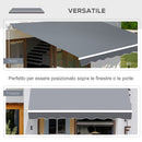 Tenda da Sole da Esterno 250x200 cm Avvolgibile Manualmente in Alluminio e Poliestere Grigio e Bianco  