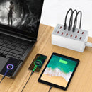 Caricabatterie Stazione di Ricarica 11,5x6 cm con 12 Porte USB 60W in ABS Bianca