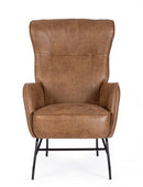 Poltrona Soggiorno 70x84x109 cm Nasira in Ecopelle Marrone