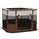 Box per Animali 74x60x45 cm con 6 Finestre 3 Porte e 2 Borse Portaoggetti in Poliestere e Acciaio Marrone      