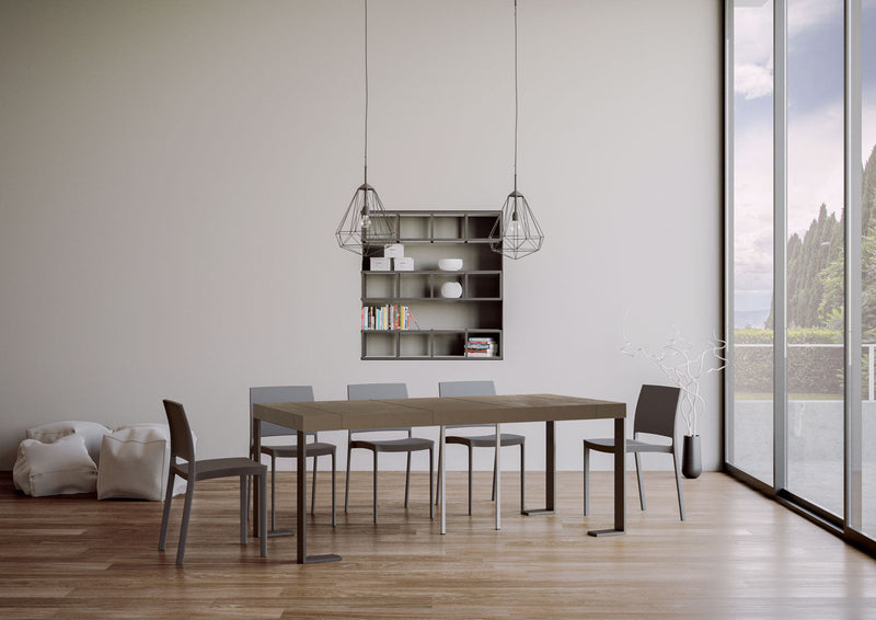 Consolle Allungabile 90-300x40x77 cm Tecno Premium Tortora Telaio Antracite 