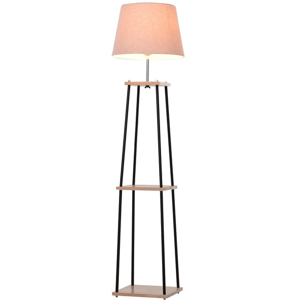Stoff-Stehlampe mit 3 Regalen 40x40x160 cm Beige sconto