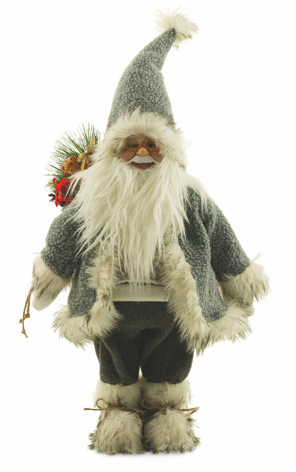 Weihnachtsmannpuppe aus grauem Kleiderstoff H60 cm Soriani prezzo