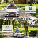 Auto Elettrica per Bambini Licenza Mercedes-Benz 12 V 103x63x44 cm con Telecomando e Sospensioni su 4 Ruote in PP Bianca      