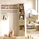 Libreria 6 Ripiani 30x24x158 cm con Cassetto Sportello Mensole Aperte in Laminato Rovere      