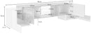 Mobile TV 4 Ante 190x35/45x45 cm Pillon Bianco Lucido