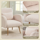 Poltrona per Salotto Moderna 77x77x83 cm con Cuscino Lombare Sfoderabile in Tessuto Teddy Beige   