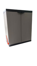 Armadio da Esterno 68x40x85 cm 2 Ante 2 Ripiani in Resina Grigio Seconda Scelta