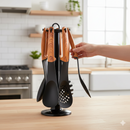 Set 6 Mestoli da Cucina per Uso Alimentare Resistenti al Calore con Supporto Legno