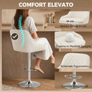 Set 2 Sgabelli da Bar 47x52x86-108A cm con Schienale Girevoli e Regolabili in Finta Pelle Bianco      