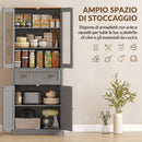 Mobile Dispensa a 5 Livelli con Cassetto Centrale 76x40x182,5 cm in MDF e Truciolato Grigio      