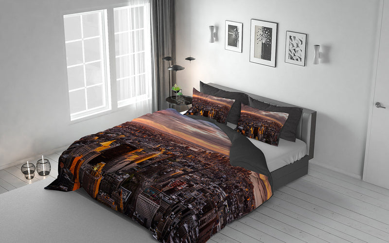 Copripiumino con Federe Stampato in Microfibra Manhattan Varie Misure