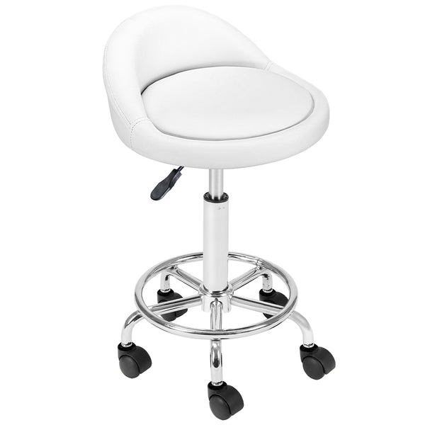 sconto Sgabello Seduta imobottita e Schienale Basso con Ruote Base Acciaio 360 Bianco