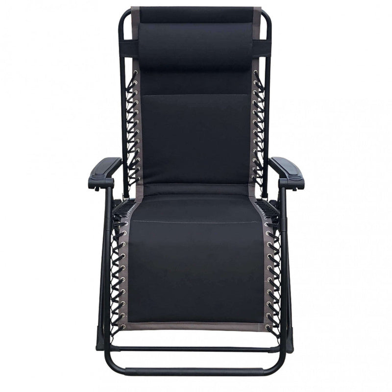 Sedia Sdraio Zero Gravity Reclinabile Pieghevole 165x79x117 h cm in Metallo e Oxford Nero