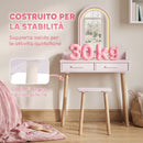 Set Toeletta Trucco Bambina 3-8 Anni 60x36x100 cm con Sgabello Specchio in Acrilico LED a 3 Colori e 2 Cassetti in MDF Rosa      