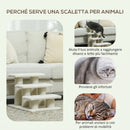 Scala per Cani e Gatti 45x35x34 cm a 3 Gradini con Rivestimento in Peluche Beige      