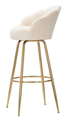Sgabello Bar Vienna Crema 55x53x110 cm Spugna e Tessuto e Metallo Crema e Oro