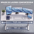 Scrivania Regolabile in Altezza Elettrica 140x60x72-118 cm con Funzione Memoria in Legno e Acciaio Bianco      