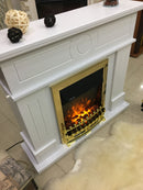 Camino Elettrico da Pavimento 97,8x104,8x30 cm Effetto Fiamma 2000W Ambassador & Galileo Gold Bianco