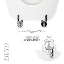 Copriwater Universale 35,8x46 cm in MDF Cerniere in Metallo Cromato Liuto Bianco Lucido