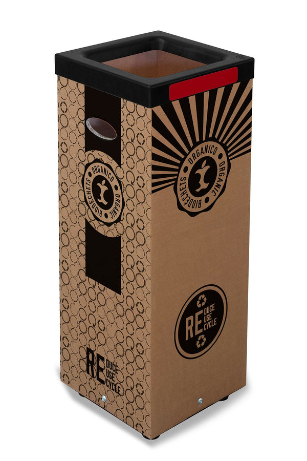 Pattumiera Per Raccolta Rifiuti 28x28xh70 cm in Cartone Con Stampa Grafica Organico Beige online