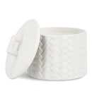 Candela con Coperchio Ø14,5x14 cm in Ceramina Twine Bianco