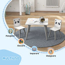 Set Tavolino e 2 Sedie per Bambini Panda in MDF e Legno di Pino Grigio   