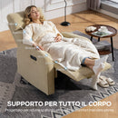Poltrona Reclinabile Elettrica 80x93x103 cm con Poggiapiedi Poggiatesta Regolabile e Prese in Ciniglia Beige      