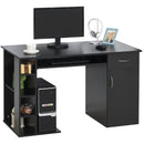 Scrivania da Ufficio Porta PC 120x60x74 cm con Mensole Ripiano Tastiera  Nera