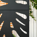 Separé Frangivista a 3 Ante Verticali 122x45x198 cm in Acciaio con Motivo Tropicale Nero      