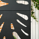 Separé Frangivista a 3 Ante Verticali 122x45x198 cm in Acciaio con Motivo Tropicale Nero      