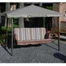 Pagoda a Dondolo 3 Posti in Ferro con Rivestimento Seduta e Funzione Letto 247X138X201 Cm