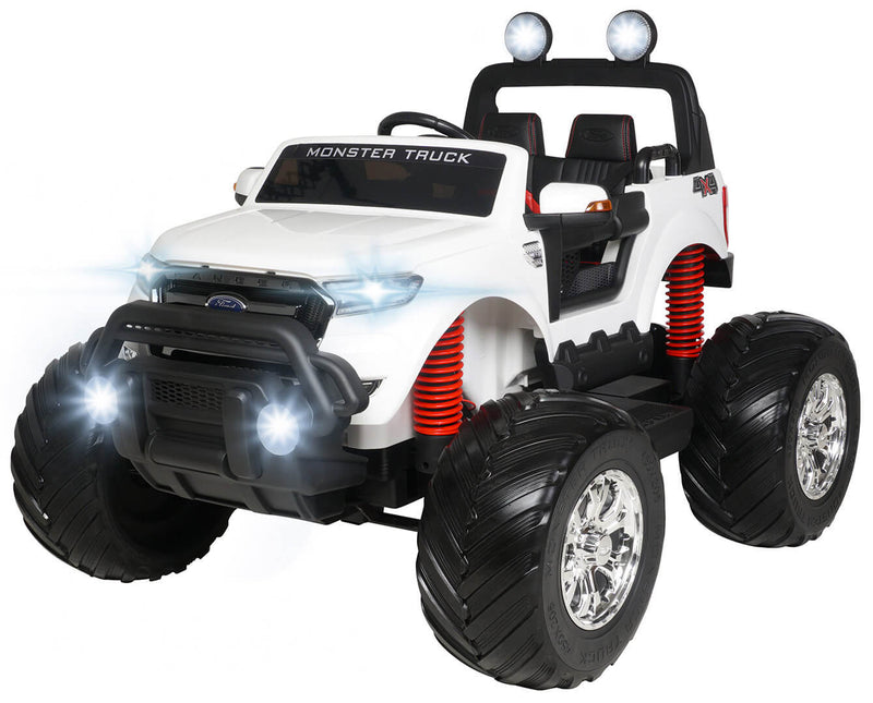 Macchina Elettrica per Bambini 2 posti Fuoristrada 12V con Licenza Ford Monster Truck 4x4 Bianca