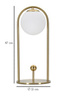Lampada da Tavolo Glamy Arc Ø21x47 cm in Ferro e Vetro Oro e Bianco      