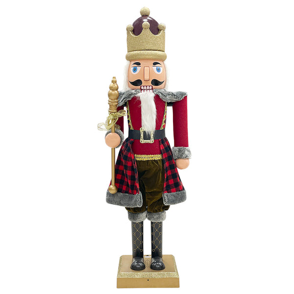 prezzo Weihnachtlicher Nussknacker-Soldat H120 cm mit Lichtern, Geräuschen und Bewegung in Schottenrot