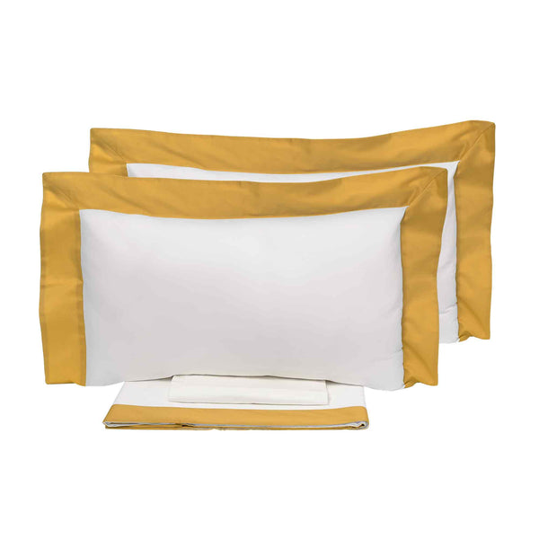 Bettlaken und Kissenbezüge mit Kanten in Satin Garrini Eveline Elfenbein/Gold, verschiedene Größen sconto