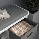Panca Scarpiera con Ripiano Regolabile a 3 Livelli e 2 Cassetti 105x35x47 cm in Truciolato Bianca e Grigia