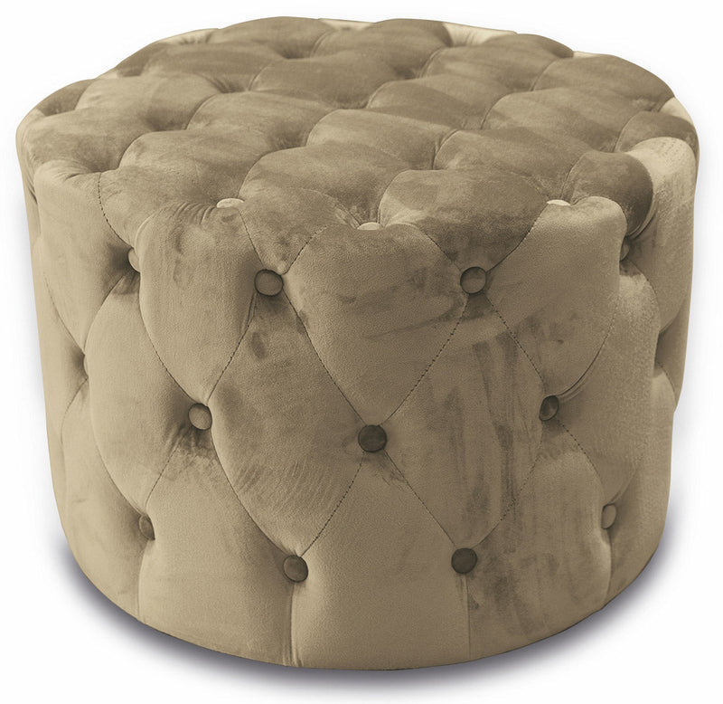 Pouf Poggiapiedi Sgabello Tondo Ø60 cm in Velluto Soriani Tortora