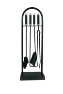 Set Camino 4 Pezzi 60x22x16 cm Scopino Paletta Attizzatoio e Pinza con Supporto London Nero/noce