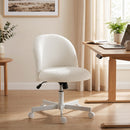 Sedia per Scrivania Girevole 50x57x75-83A cm con Funzione Dondolo in Tessuto Sherpa Crema      