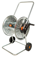Carrello Avvolgitubo Manuale con Ruote 80 mt Tubo Ø1/2” in Acciaio Zincato Grigio Agrati
