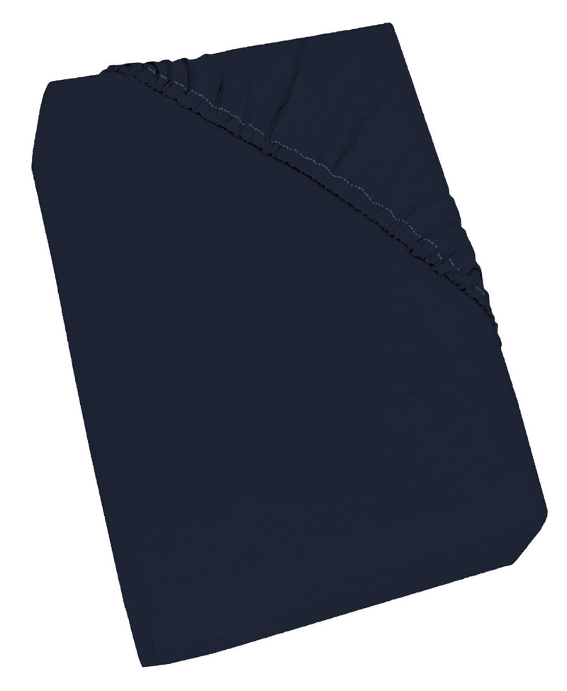 Lenzuolo Sotto con Angoli ed Elastico Tinta Unita Blu Scuro Varie Misure