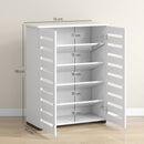 Mobile Scarpiera a 5 Livelli per 15 Paia di Scarpe 76x33Px98 cm in Legno a Doghe Bianco