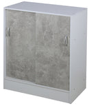 Mobiile 2 Ante Scorrevoli 3 Ripiani 60x30x71 cm in PB e Carta Cemento