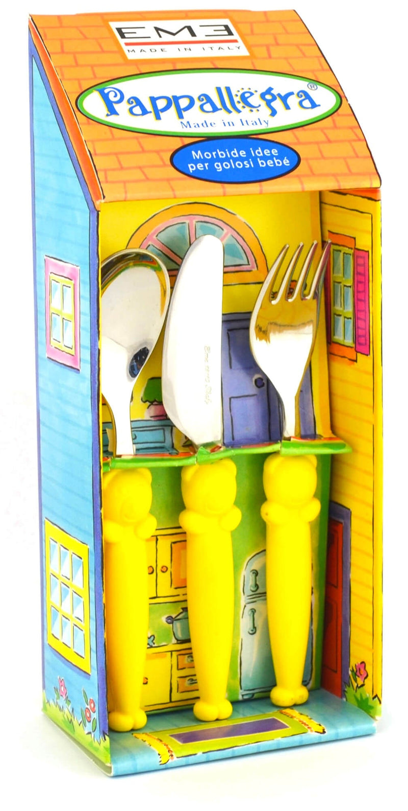 Set Posate per Bambini in Acciaio Eme Pappallegra Giallo