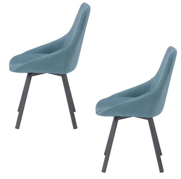 online Set 2 sedie Imbottite 51x60x88 cm In Tessuto Suet Asia Petrolio